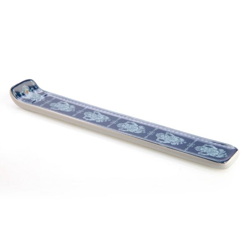 White and blue ceramic Ganesha incense burner suitable for incense sticks