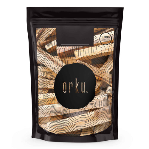 100g Palo Santo smudge sticks in resealable black pouch with wood grain design, premium sustainable incense from Ecuador for cleansing and mosquito repellent