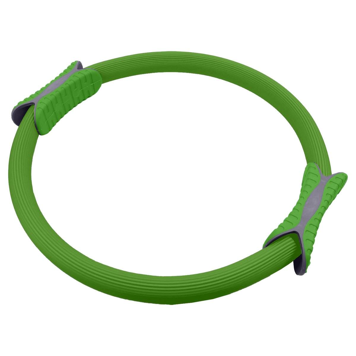 Green Powertrain Pilates ring with soft foam handles for home workout and core strengthening