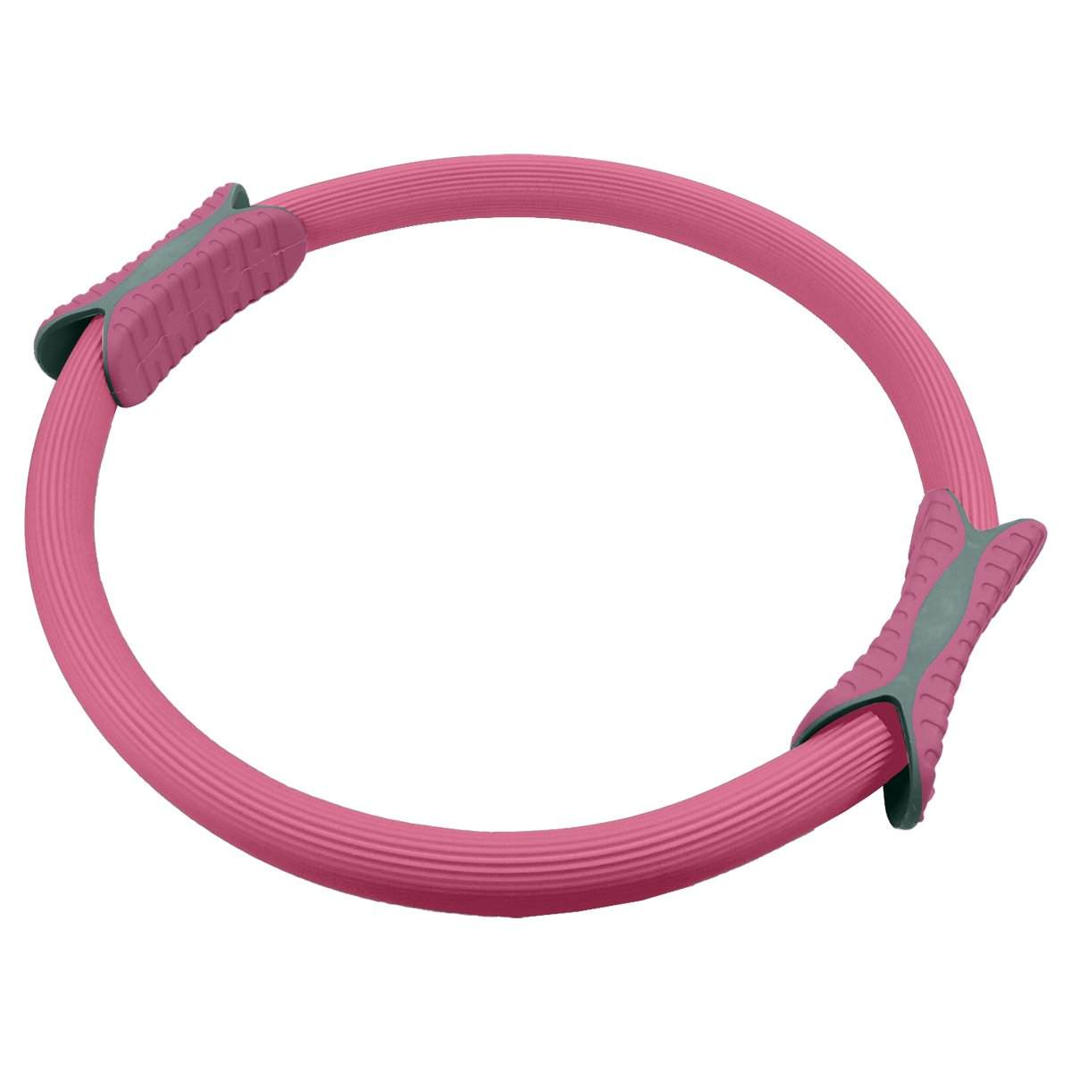 Powertrain Pilates Ring in pink with foam handles for home workout and core toning exercises