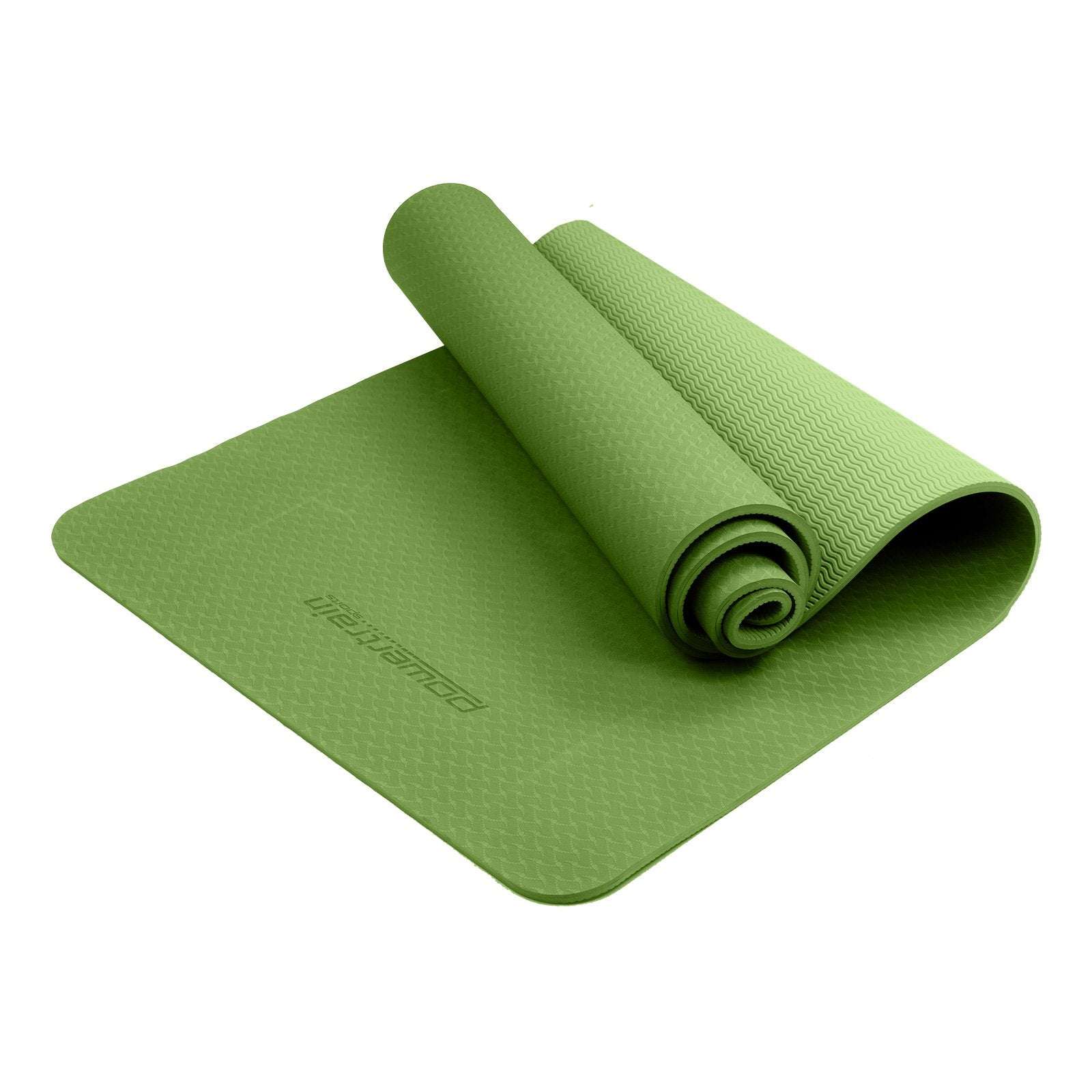 Powertrain Eco-friendly Dual Layer 6mm Yoga Mat | Olive | Non-slip Surface