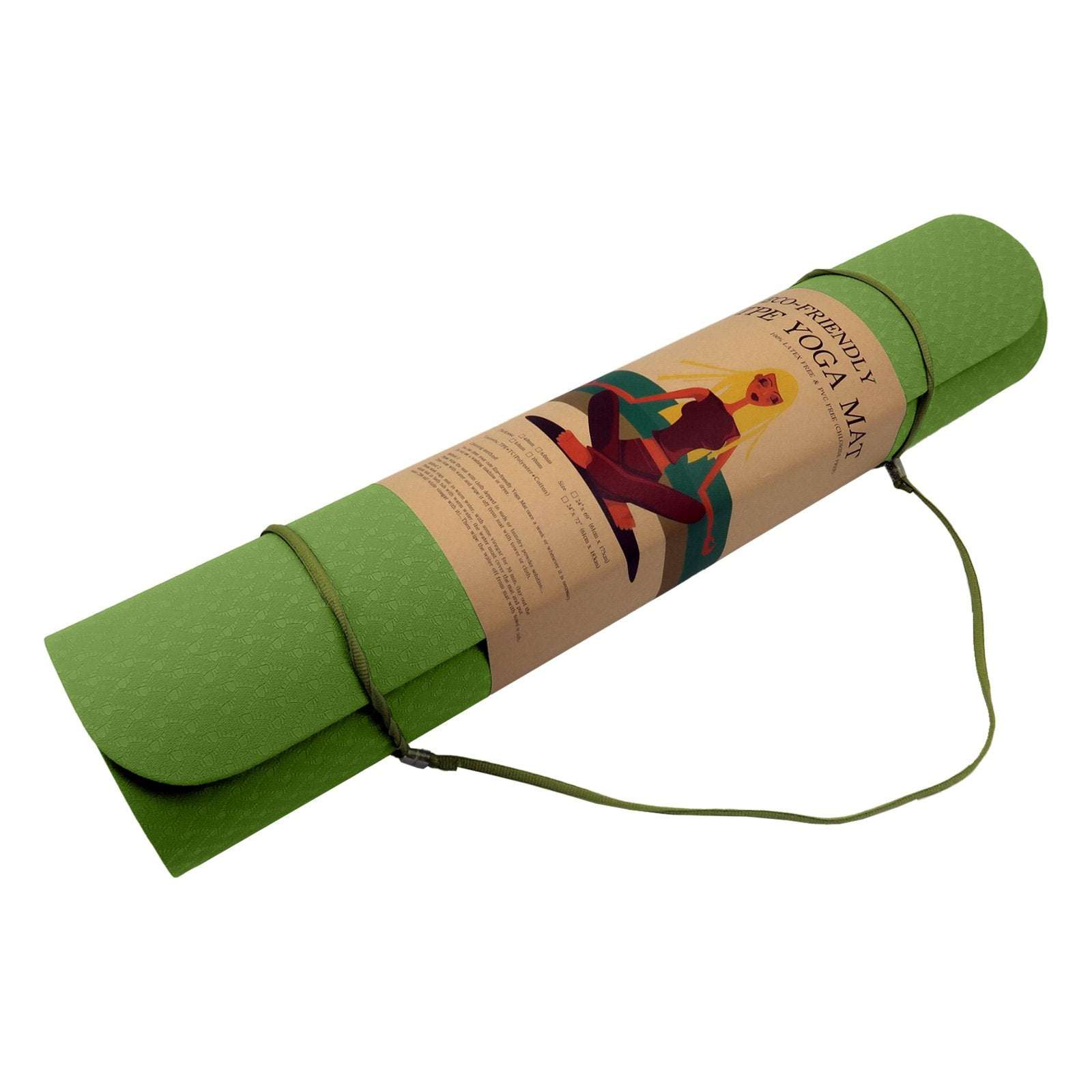 Powertrain Eco-friendly Dual Layer 6mm Yoga Mat | Olive | Non-slip Surface
