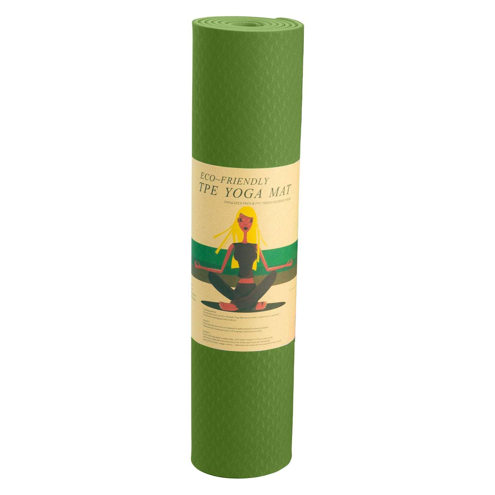 Powertrain Eco-friendly Dual Layer 6mm Yoga Mat | Olive | Non-slip Surface