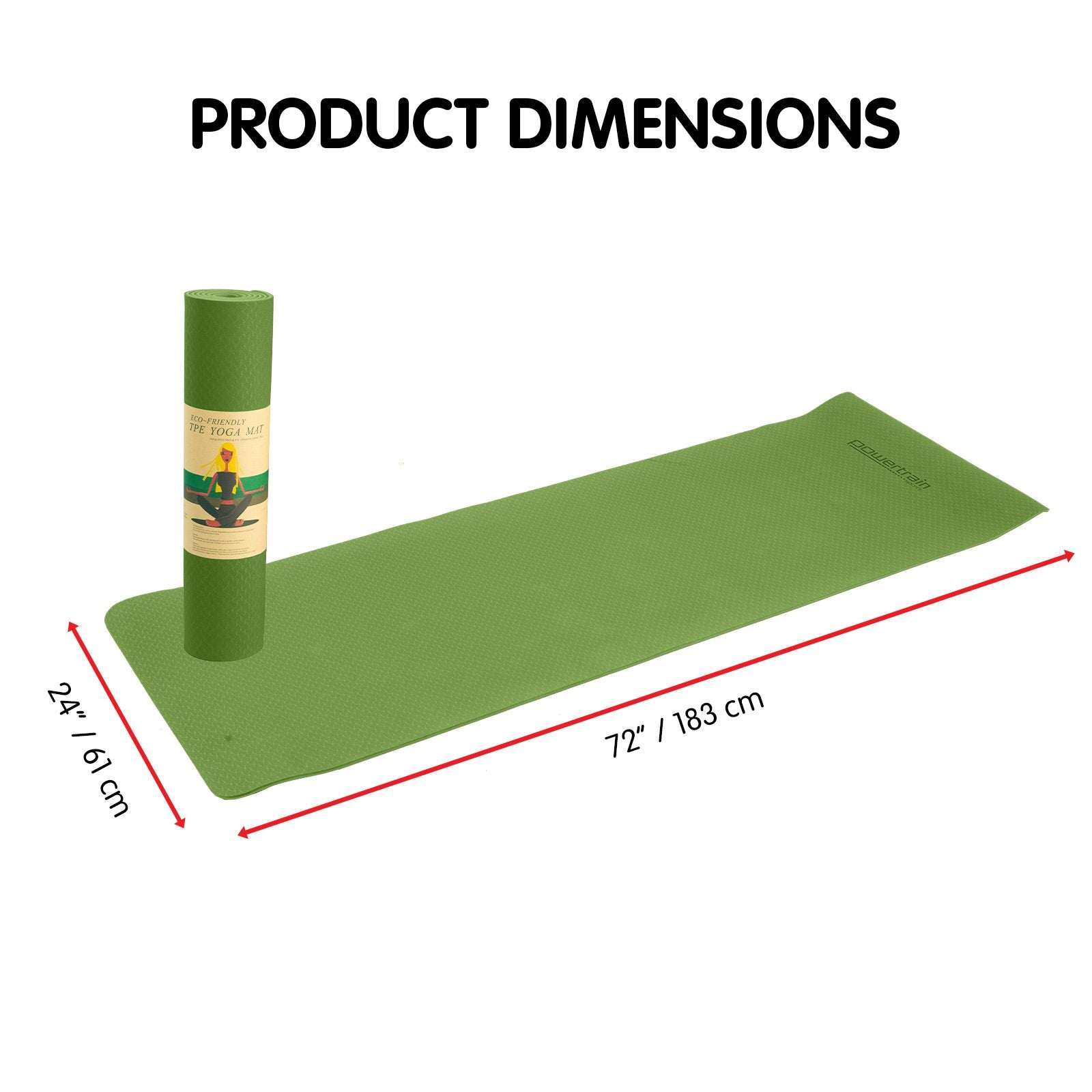 Powertrain Eco-friendly Dual Layer 6mm Yoga Mat | Olive | Non-slip Surface