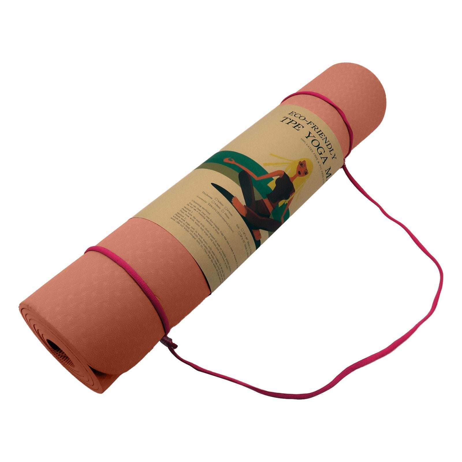 Powertrain Eco-friendly Dual Layer 6mm Yoga Mat | Peach | Non-slip Surface