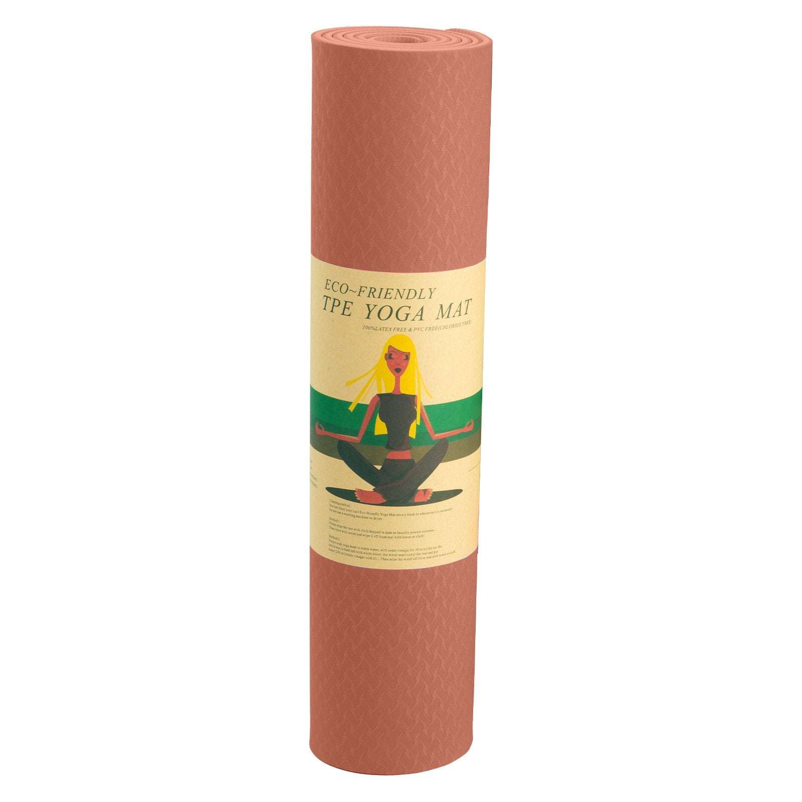 Powertrain Eco-friendly Dual Layer 6mm Yoga Mat | Peach | Non-slip Surface