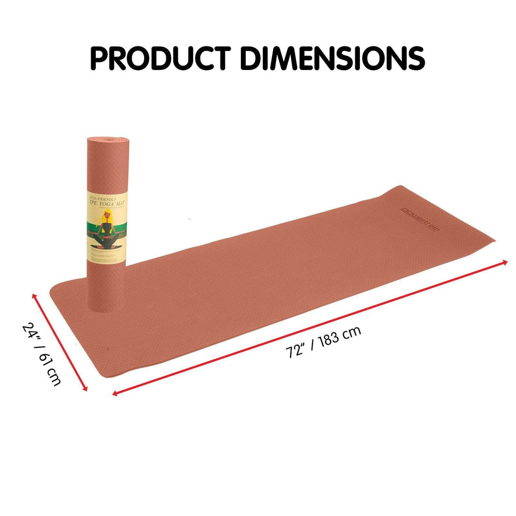 Powertrain Eco-friendly Dual Layer 6mm Yoga Mat | Peach | Non-slip Surface
