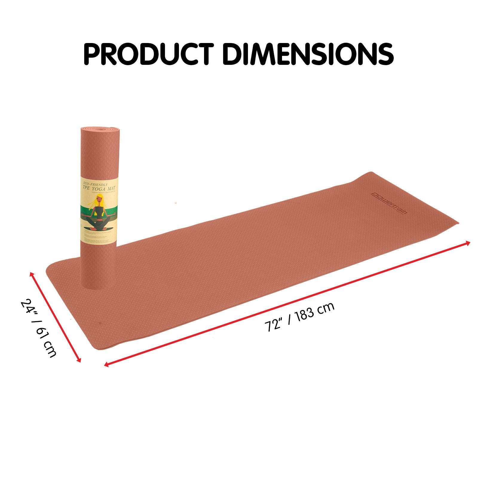Powertrain Eco-friendly Dual Layer 6mm Yoga Mat | Peach | Non-slip Surface