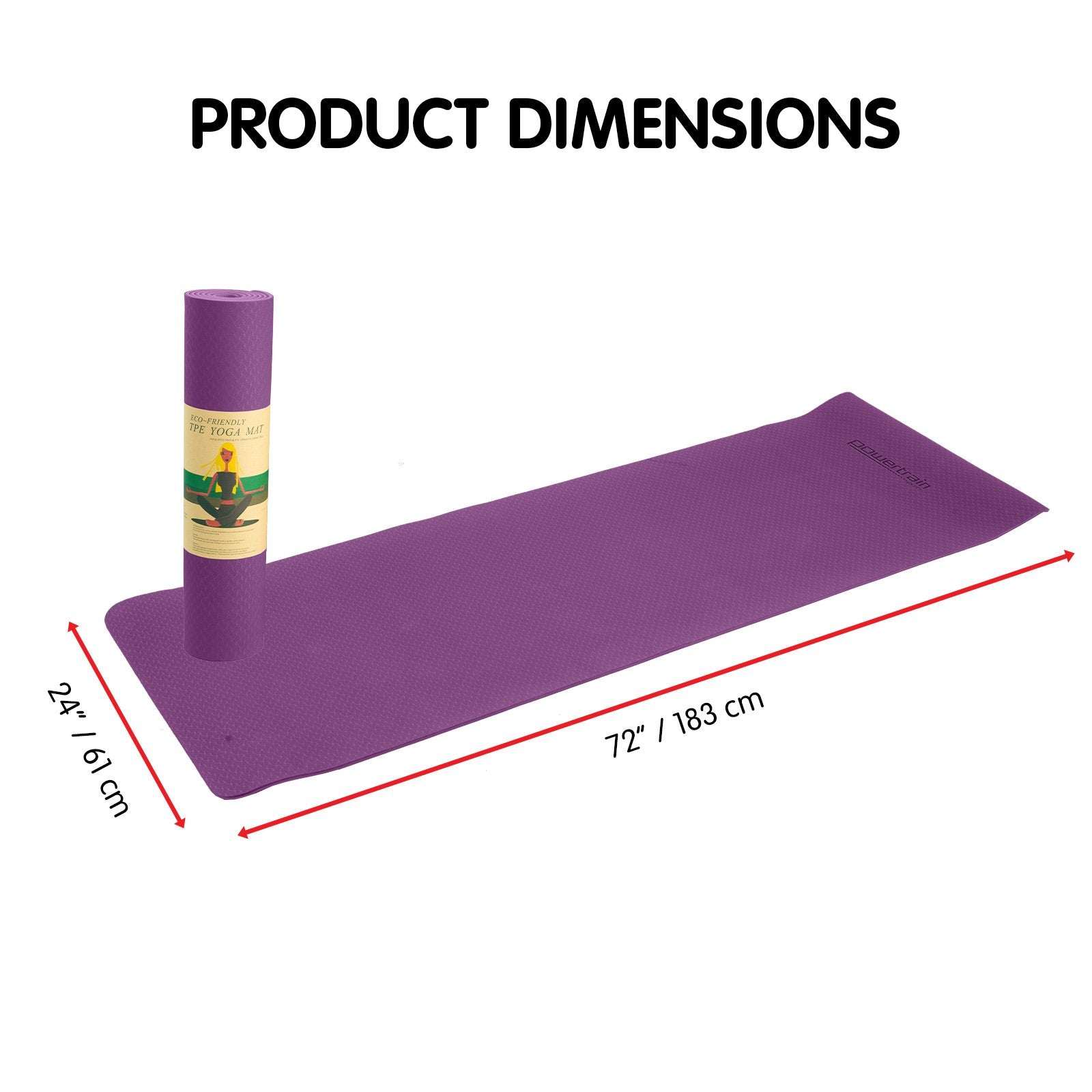Powertrain Eco-friendly Dual Layer 6mm Yoga Mat | Royal Purple | Non-slip Surface