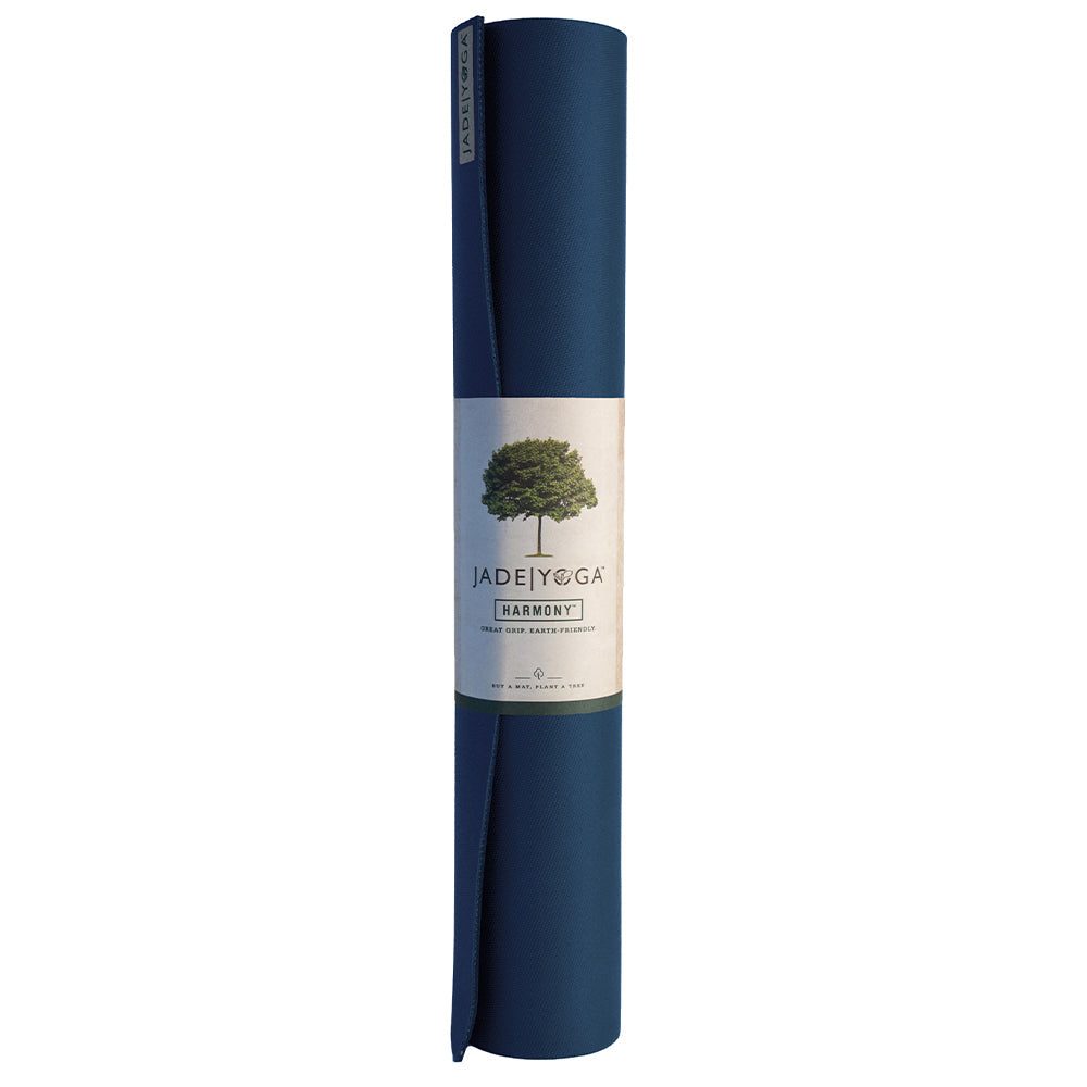 Rolled Jade Yoga XL Harmony Mat in midnight blue made from natural rubber, extra long and eco-friendly yoga mat