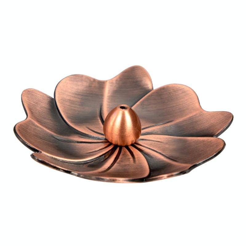 Vintage alloy incense burner in red copper finish shaped like a creative sandalwood furnace for bedroom decor
