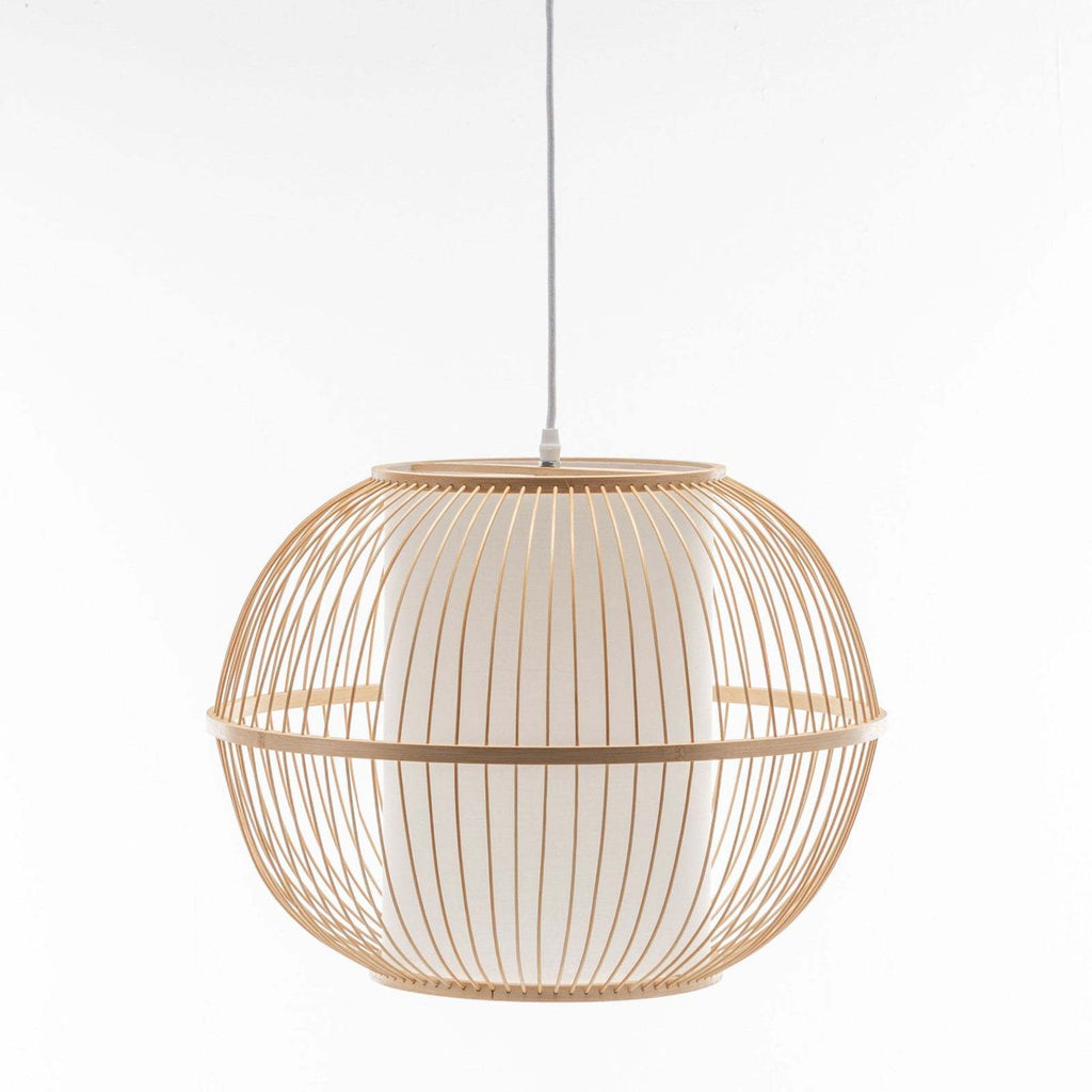 Natural Woven Bamboo Sphere Pendant Lamp Hanging Light Bell Shade Boho Tropical