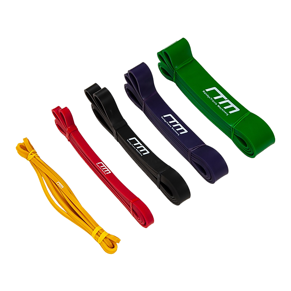 Set of 5 heavy-duty multi-colored resistance band loops for gym, yoga, and workout with varying strength levels