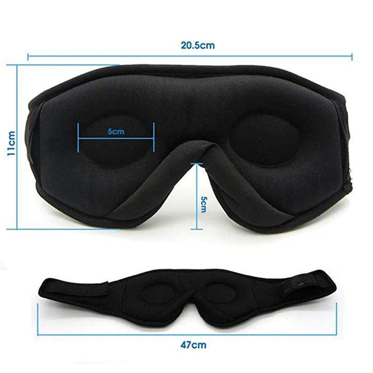 Black 3D Contoured Bluetooth Sleep Eye Mask - Ultra Soft Wireless Music Mask for Travel, Meditation, and Sleep