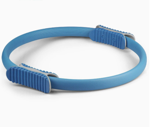 Blue 38cm Pilates ring with comfort foam handles for core and muscle toning workouts