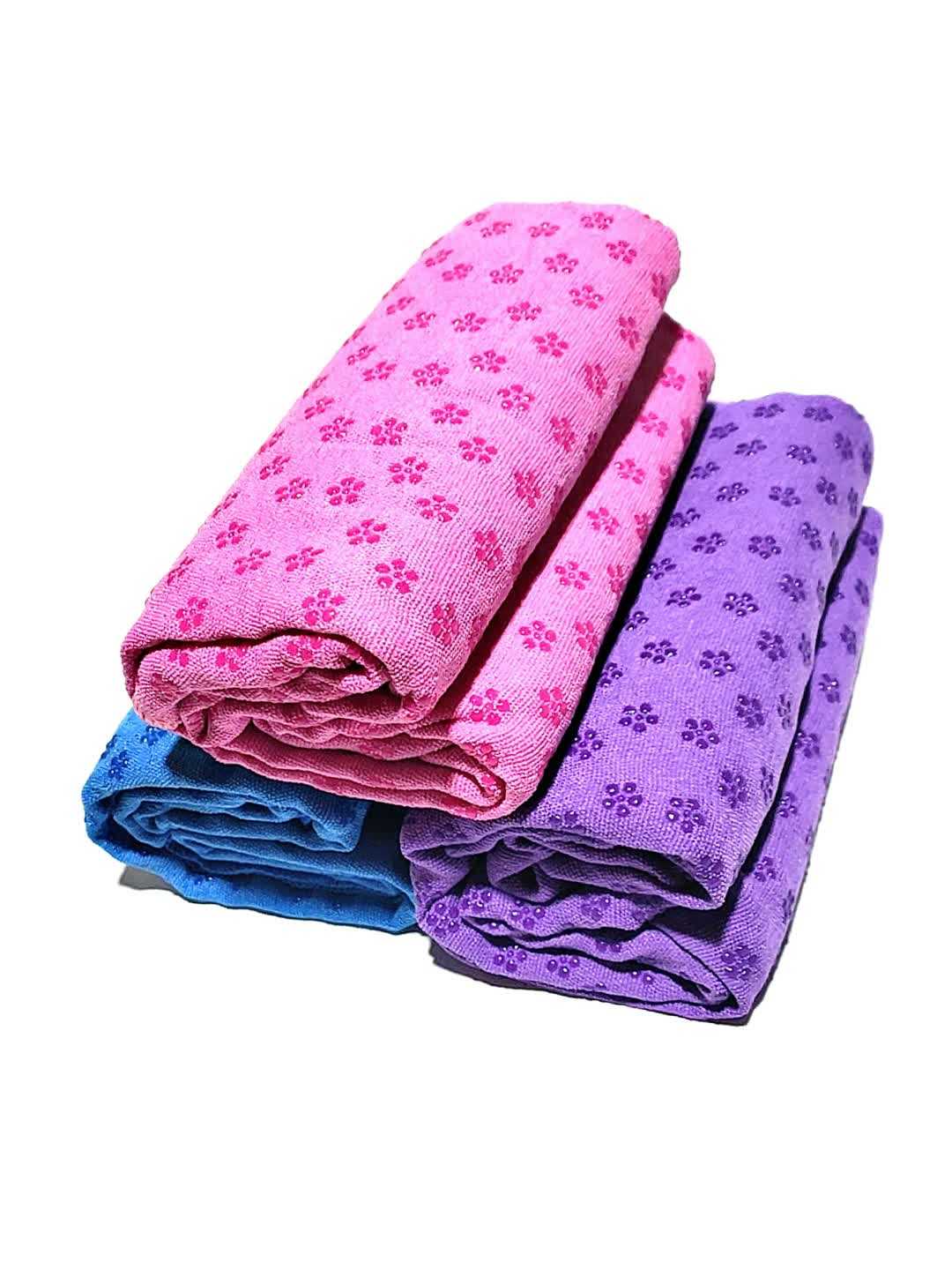 Blue Plum Blossom Yoga Towel Mat – Absorbent, Thick, Non-Slip, Portable Fitness Blanket 183*63CM