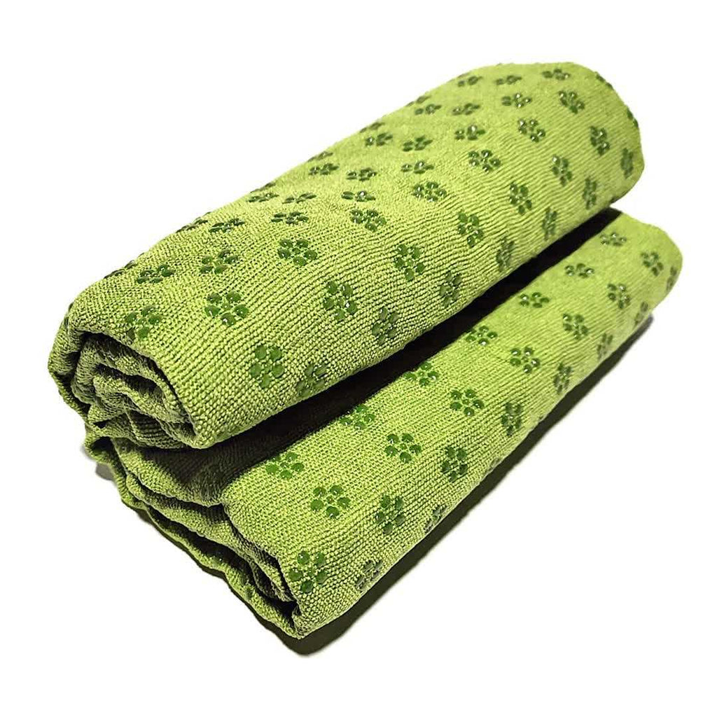 Green Plum Blossom Yoga Towel with absorbent, thick, non-slip, and portable design for fitness and yoga sessions
