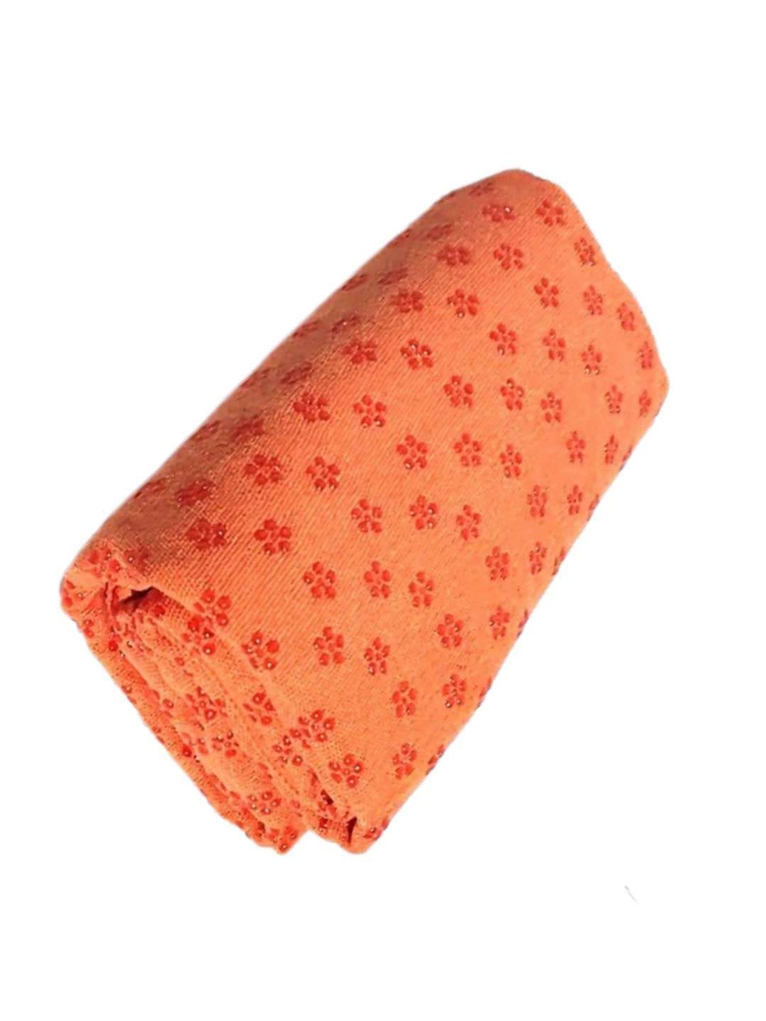 Orange color Plum Blossom Yoga Towel Mat - Absorbent, Thick, Non-Slip, Portable Fitness Blanket 183*63CM