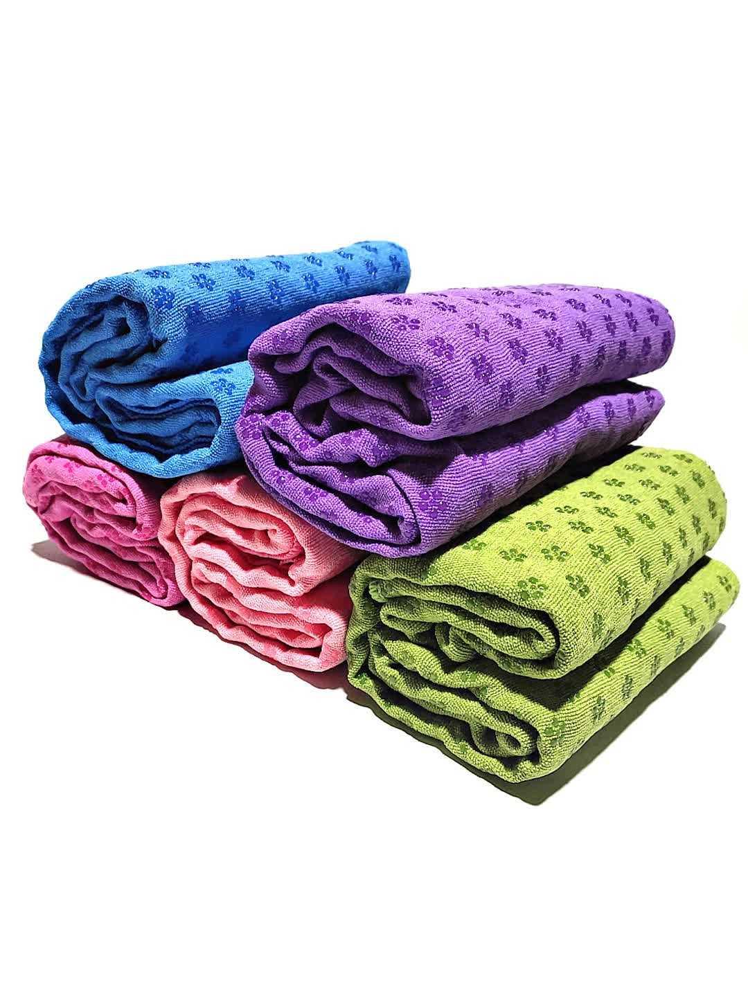 Orange color Plum Blossom Yoga Towel Mat - Absorbent, Thick, Non-Slip, Portable Fitness Blanket 183*63CM