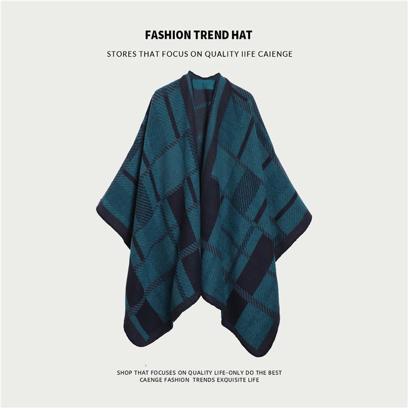 Teal yoga wrap shawl with ethnic boho floral pattern and open-front design for women, perfect for travel and layering