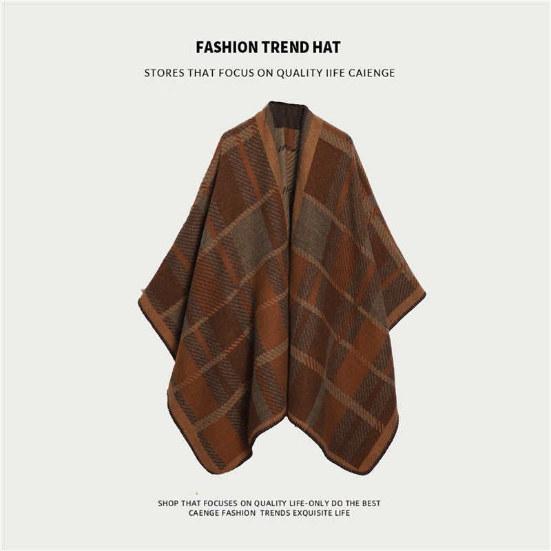 Brown Yoga Wrap Shawl with ethnic-inspired floral pattern and versatile open-front design for women