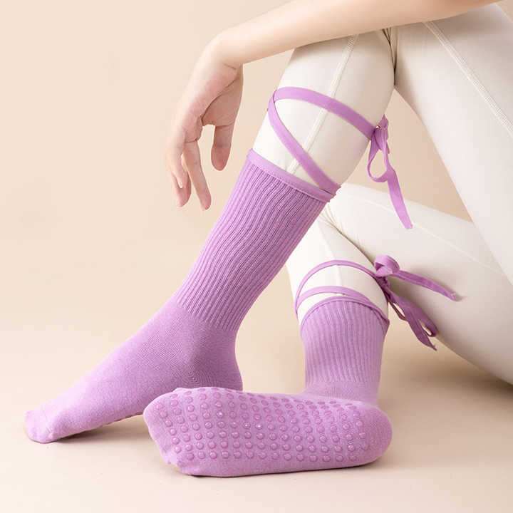 3 Pcs Black Non-Slip Yoga Socks with Cross Straps - Cotton Pilates Dance Socks for Women, Lightweight Comfort