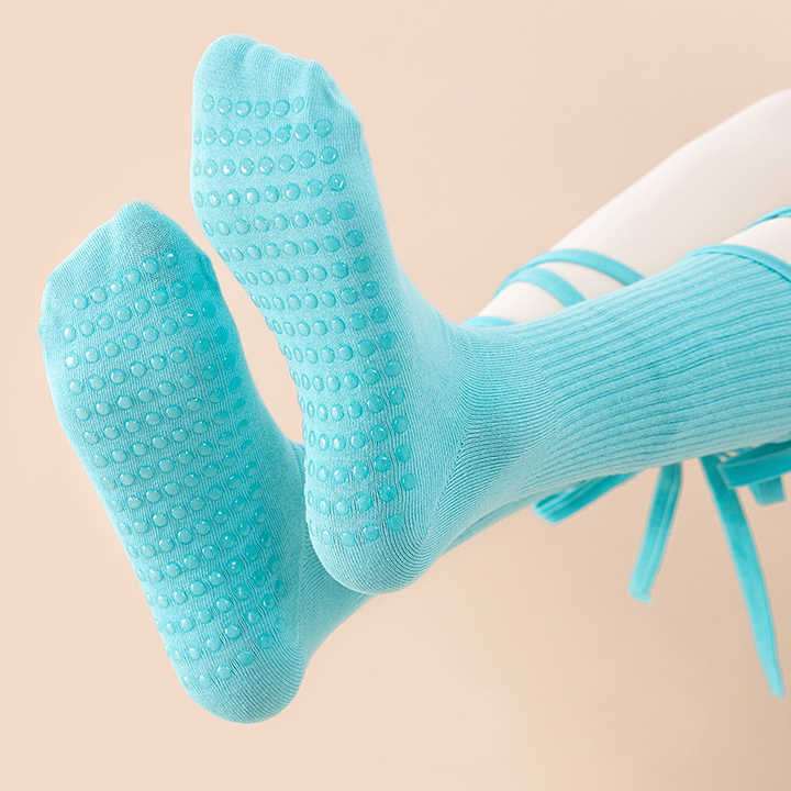 3 Pcs Yellow Non-Slip Yoga Socks with Cross Straps - Cotton Pilates Dance Socks for Women, Lightweight Comfort