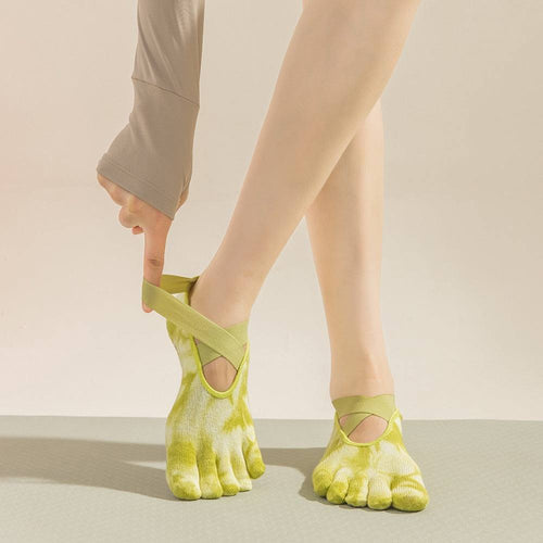 2 Pairs Light Green Tie-Dye Non-Slip Yoga Socks for Women - Five-Toe CNon-Slip Yoga Socks for Women - Five-Toe Cotton Blend Socks for Pilates and Indoor Sports
Enhance your yoga or Pilates practice with these non-slip five-toe socks foSports & Fitness > Exercise, Gym & Fitness > Yoga & PilatesShantiwearsShantiwearsLight Green Tie-Dye