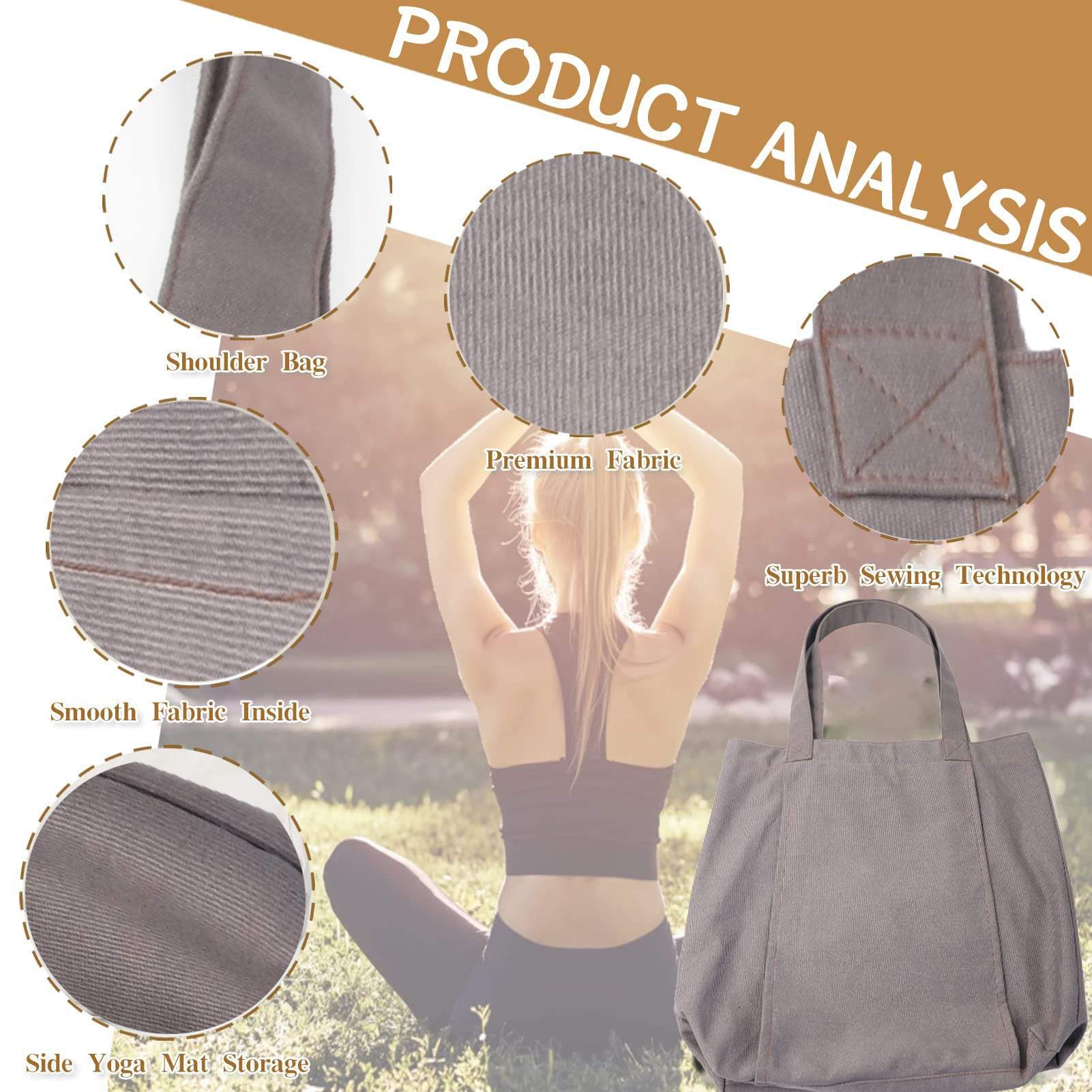 Yoga Mat Tote Bag - Durable Canvas Shoulder Bag for Outdoor Workouts & Travel(Apricot)