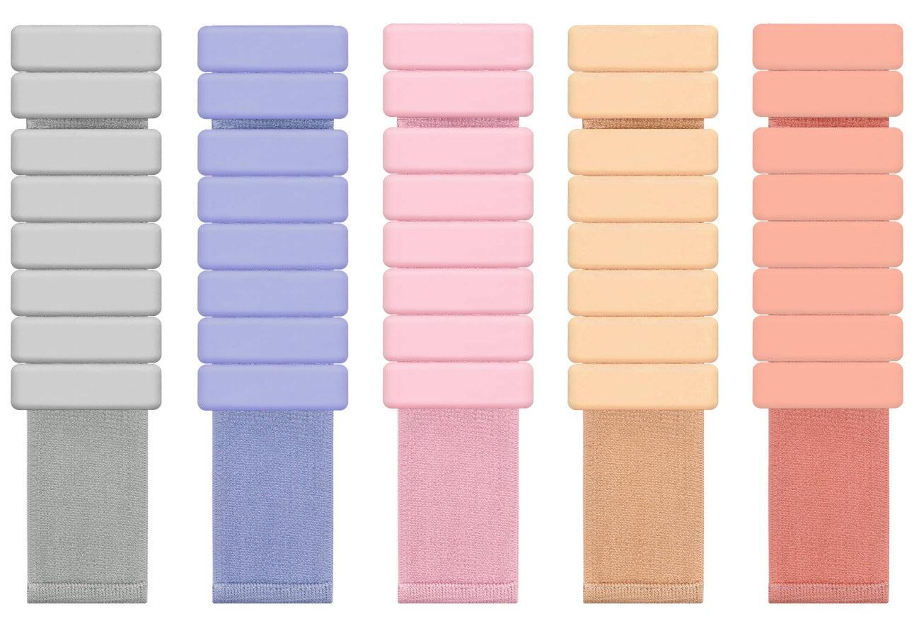 Pink premium adjustable silicone wrist and ankle weights with removable steel blocks and Velcro straps, designed for fitness workouts.