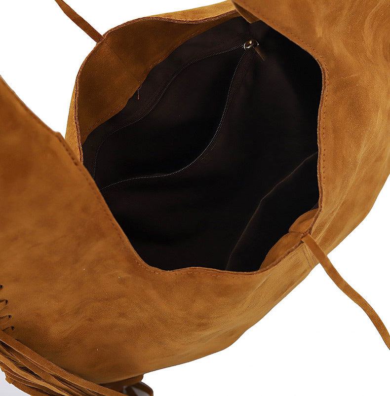 Green Boho Chic Fringed Hobo Bag