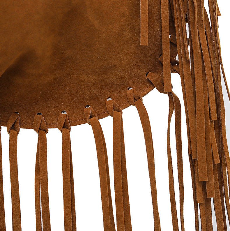 Brown Boho Chic Fringed Hobo Bag